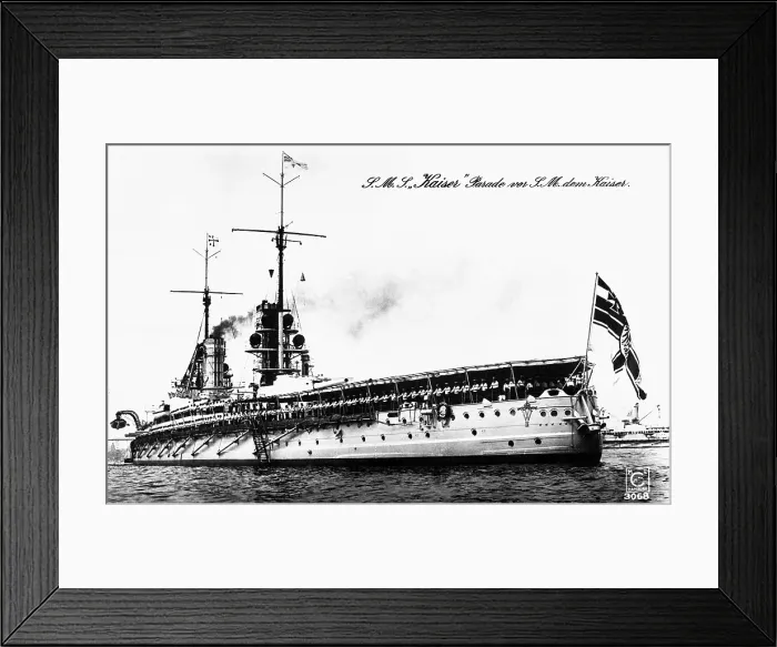 Framed Print : The German battleship Kaiser on parade for Wilhelm II at Kiel, Germany. Ca. 1911-14 Framed Print : The German battleship Kaiser on parade for Wilhelm II at Kiel, Germany. Ca. 1911-14