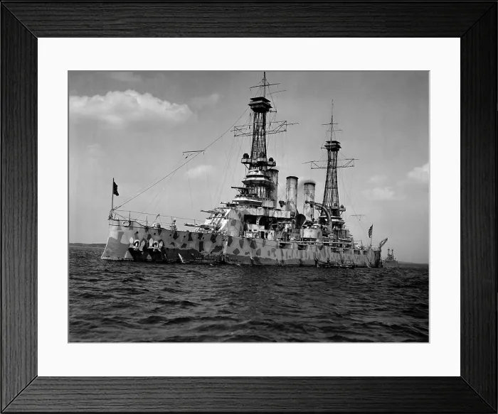 Framed Print : The USS New Jersey in camouflage coat. Ca. 1918
