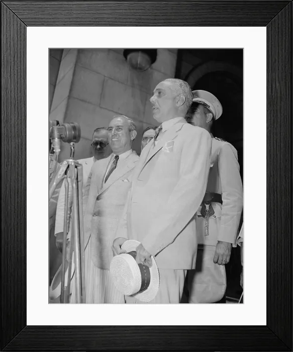 Framed Print : General Rafael Trujillo, former President of the Dominican Republic. He speaks on his arrival in Washington, D.C. July 6, 1939