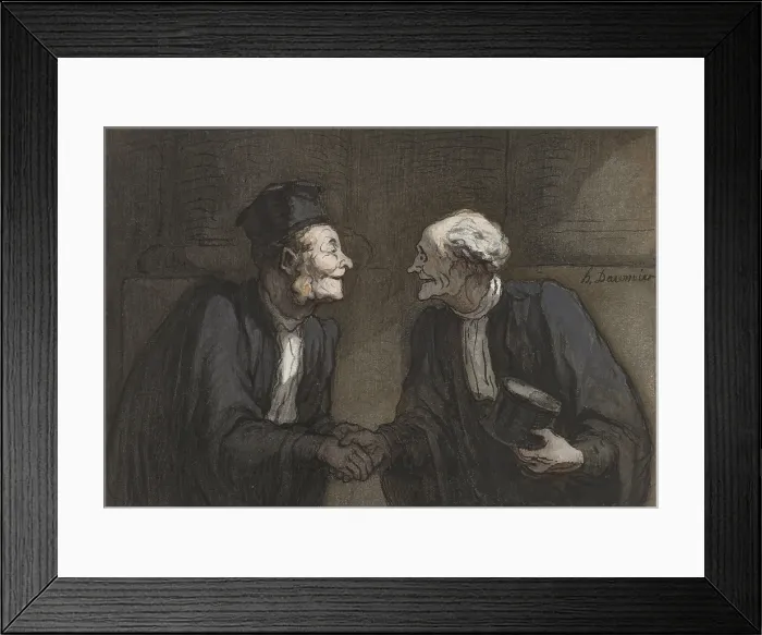 Framed Print : Two Lawyers Shake Hands, by Honore Daumier, c. 1840-60, French drawing with watercolor paint. (BSLOC_2016_1_22) Framed Print : Two Lawyers Shake Hands, by Honore Daumier, c. 1840-60, French drawing with watercolor paint. (BSLOC_2016_1_22)