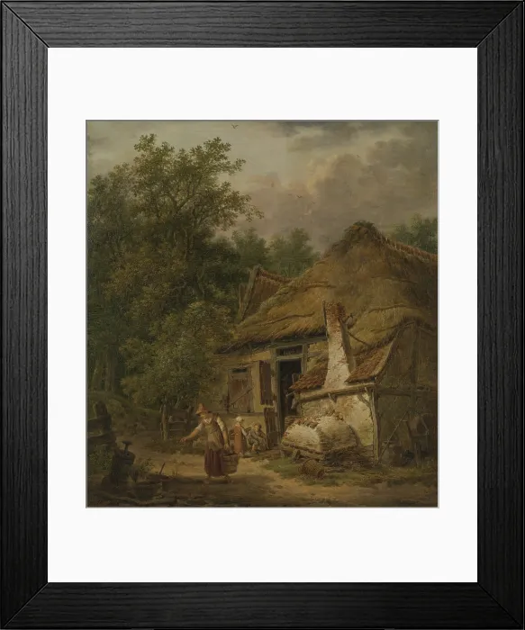 Framed Print : Farmhouse near Helvoirt, by Pieter Pietersz Barbiers, 1814-16. Dutch painting, oil on panel