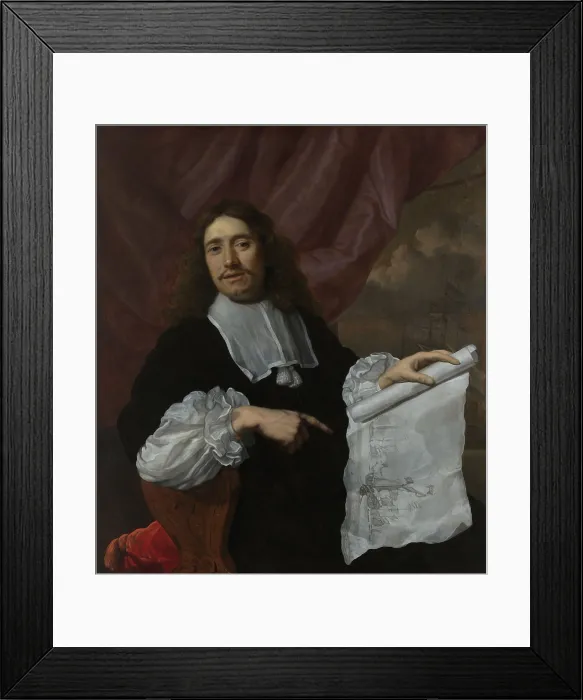 Framed Print : Painter Willem van de Velde II, by Lodewijk van der Helst, 1660-72, Dutch painting, oil on canvas