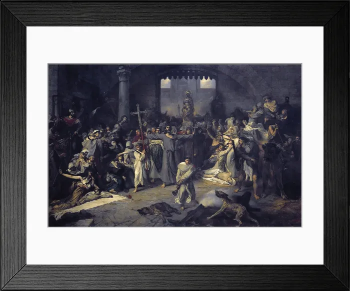 Framed Print : GALLAIT, Louis (1810-1887). The Plague of Tournai in 1095. 1881. It symbolizes 'La Grande Procession'