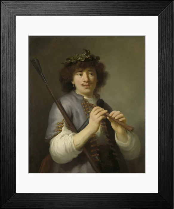 Framed Print : Rembrandt as Shepherd with Staff and Flute, Govert Flinck, 1636, Dutch painting, oil on canvas