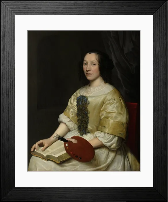 Framed Print : Maria van Oosterwijck, Flower painter, by Wallerant Vaillant, 1671, Dutch painting, oil on canvas. Van Oosterwijck was a Dutch flower painter in the 17th century