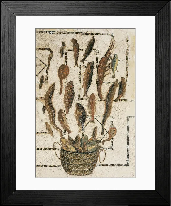 Framed Print : Tile mosaic depicting some fish. Roman art. Early Empire. Mosaic. IRAN. Susa. Archaeological Museum. - Iberfoto / Everett Collection (539597)**US SALES ONLY** Framed Print : Tile mosaic depicting some fish. Roman art. Early Empire. Mosaic. IRAN. Susa. Archaeological Museum. - Iberfoto / Everett Collection (539597)**US SALES ONLY**