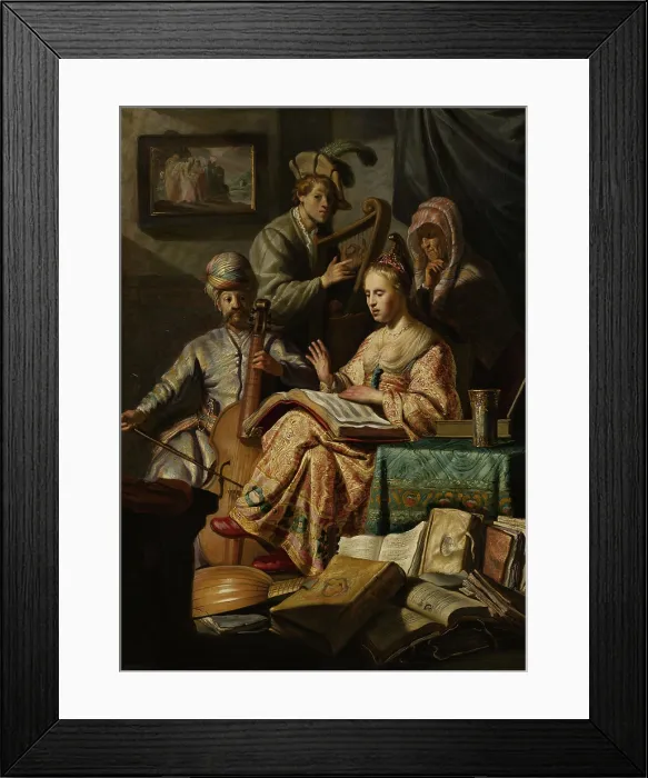 Framed Print : Musical Company, by Rembrandt van Rijn, 1626, Dutch painting, oil on panel Framed Print : Musical Company, by Rembrandt van Rijn, 1626, Dutch painting, oil on panel