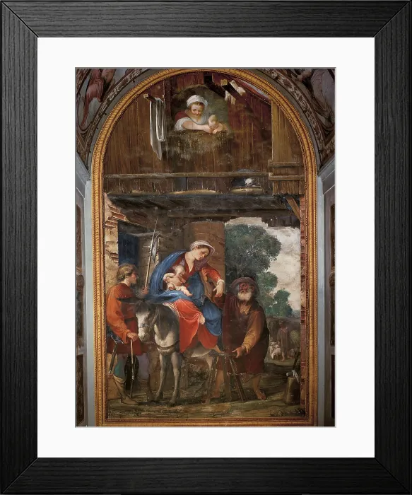 Framed Print : Holy Family Arriving at the Inn, by Giovanni Mannozzi Known as Giovanni da San Giovanni, 1550 - 1599 about, 16th Century, - Italy, Tuscany, Florence, Fine Arts Academy