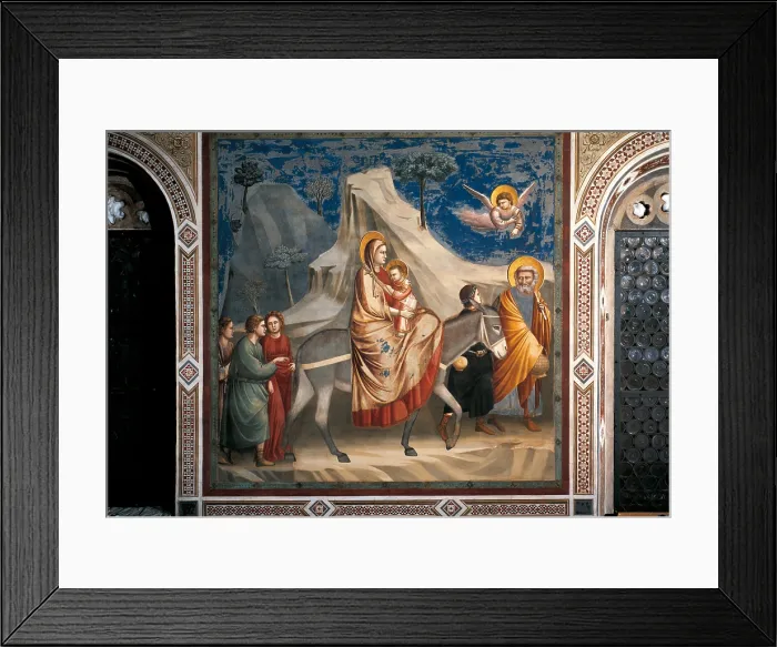 Framed Print : Stories of Christ The Flight into Egypt, by Giotto, 1304 - 1306 about, 14th Century, fresco, - Italy, Veneto, Padua, Scrovegni Chapel. All