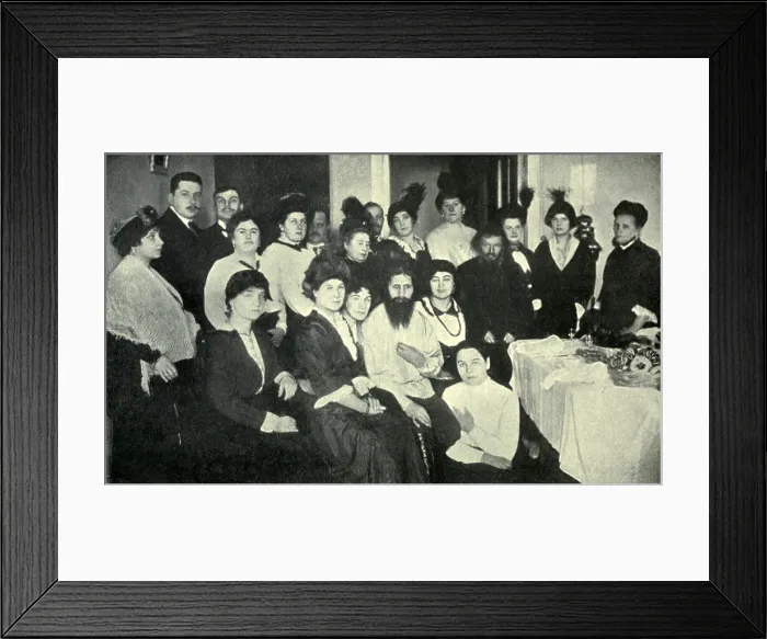 Framed Print : Rasputin, the favorite of the Russian Empress, with women admirers, 1914. This mystic holy man Grigory Yefimovich Rasputin, had very earthly tastes Framed Print : Rasputin, the favorite of the Russian Empress, with women admirers, 1914. This mystic holy man Grigory Yefimovich Rasputin, had very earthly tastes