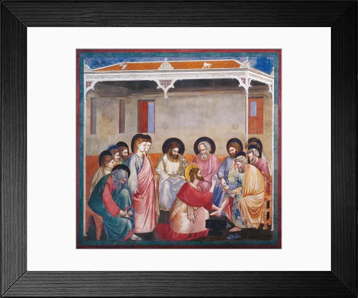 Framed Print : Stories of the Passion The Washing of the Feet, by Giotto, 1303 - 1306 about, 14th Century, fresco, cm 200 x 185 - Italy, Veneto, Padua, Scrovegni Chapel. All Framed Print : Stories of the Passion The Washing of the Feet, by Giotto, 1303 - 1306 about, 14th Century, fresco, cm 200 x 185 - Italy, Veneto, Padua, Scrovegni Chapel. All