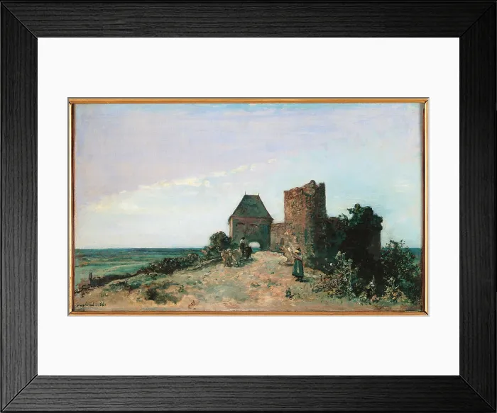 Framed Print : Ruins of Rosemont Castle, by Unknown Artist, 1861, 19th Century, oil on canvas, cm 34 x 56, 5 - France, Ile de France, Paris, Muse dOrsay. All