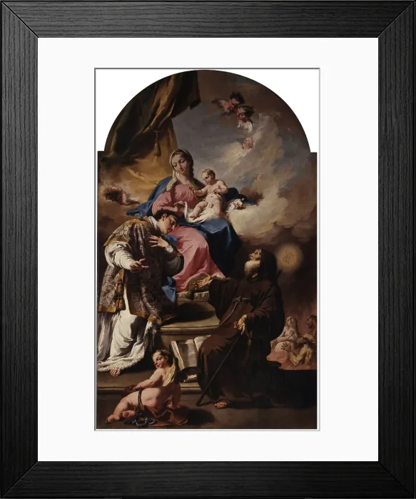 Framed Print : Madonna with Child and Saints Leonardo and Francis from Paola, by Giambattista Pittoni, 1737, 18th Century, oil on canvas - Italy, Lombardy, Brescia, Church of Saint George Framed Print : Madonna with Child and Saints Leonardo and Francis from Paola, by Giambattista Pittoni, 1737, 18th Century, oil on canvas - Italy, Lombardy, Brescia, Church of Saint George