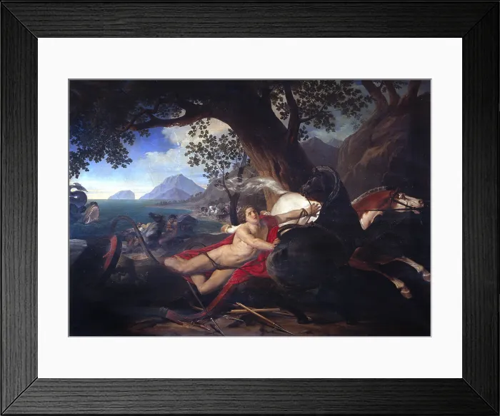 Framed Print : Death of Hippolytus, by Giovan Battista Airaghi, 1829, 19th Century, oil on canvas - Italy, Lazio, Rome, Deputies Hall. Whole artwork view