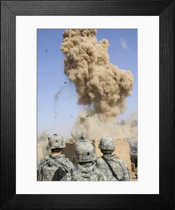 Framed Print : US soldiers destroy an insurgent hideout with explosives in the village of Shuzayf Iraq on March 26 2009. (BSLOC_2011_12_171) Framed Print : US soldiers destroy an insurgent hideout with explosives in the village of Shuzayf Iraq on March 26 2009. (BSLOC_2011_12_171)