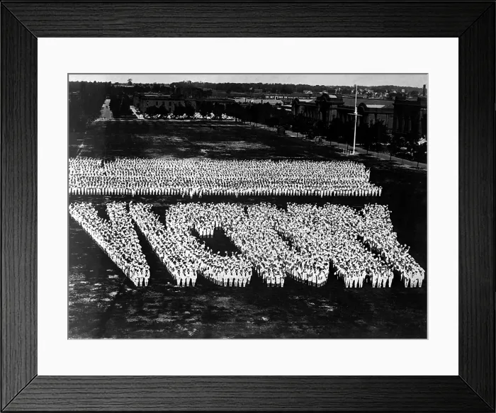 Framed Print : Victory spelled by men in training at Great Lakes Naval Training Station, Great Lakes, Ill. World War I. Ca. 1917-18