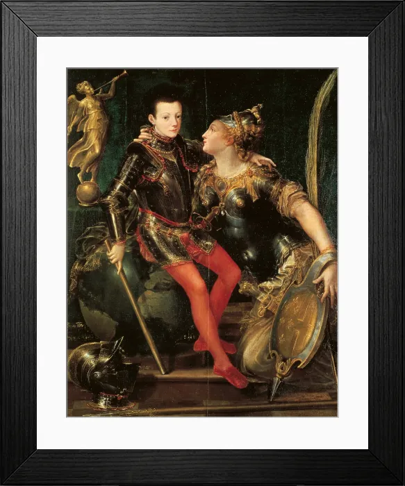 Framed Print : Parma Welcoming Alessandro Farnese, by Girolamo Mazzola Bedoli, 1556 about, 16th Century, oil on canvas, cm 149, 7 x 117 - Italy, Emilia Romagna, Parma, National Gallery. All