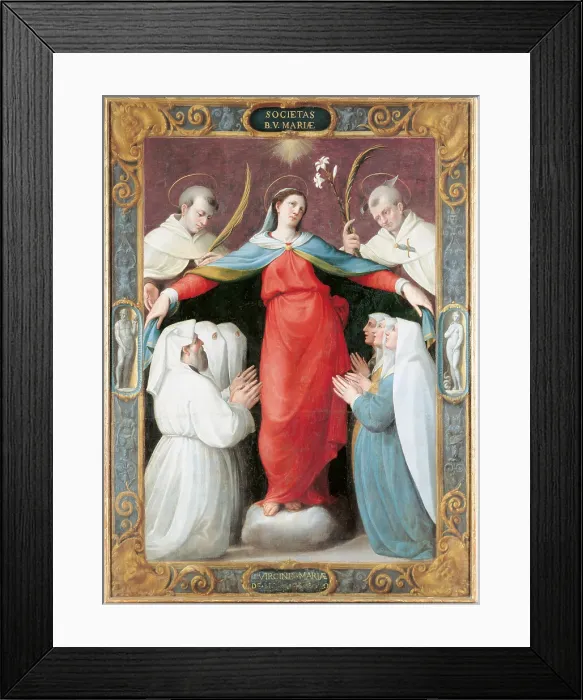 Framed Print : Virgin of the Mercy, by Giacomo o Jacopo Zanguidi known as Bertoia, 1564, 16th Century, oil on canvas, cm 164, 5 x 122, 5 - Italy, Emilia Romagna, Parma, National Gallery. All