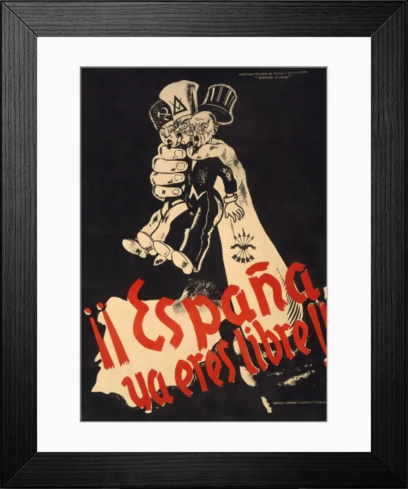 Framed Print : SPAIN YOU ARE NOW FREE. Spanish Civil War poster presenting Nationalist propaganda Framed Print : SPAIN YOU ARE NOW FREE. Spanish Civil War poster presenting Nationalist propaganda
