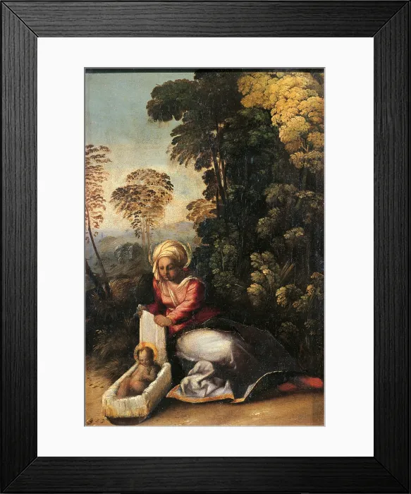 Framed Print : Madonna with Child (La Zingarella), by Giovanni Luteri know as Dosso Dossi, 1513 about, 16th Century, oil on panel, cm 49 x 34 - Italy, Emilia Romagna, Parma, National Gallery