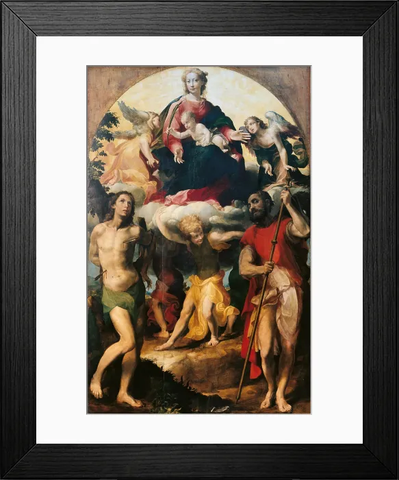 Framed Print : Virgin Mary with St Sebastian and St Roch, by Michelangelo Anselmi, 1535 about, 16th Century, oil on panel, cm 239, 8 x 152, 8 - Italy, Emilia Romagna, Parma, National Gallery. All Framed Print : Virgin Mary with St Sebastian and St Roch, by Michelangelo Anselmi, 1535 about, 16th Century, oil on panel, cm 239, 8 x 152, 8 - Italy, Emilia Romagna, Parma, National Gallery. All