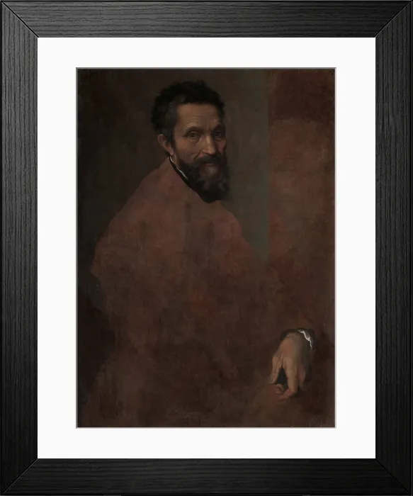 Framed Print : MICHELANGELO BUONARROTI, by Daniele da Volterra, c 1544, Italian Renaissance oil painting. Michelangelo was painted by an artist who also created a bronze bust of him