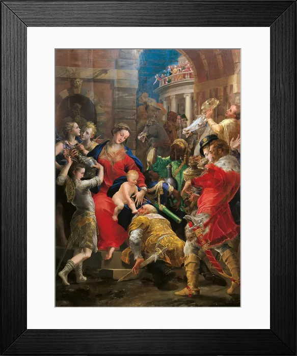 Framed Print : Adoration of the Magi, by Girolamo Mazzola Bedoli, 1547, 16th Century, oil on canvas, cm 293 x 215 - Italy, Emilia Romagna, Parma, National Gallery. All