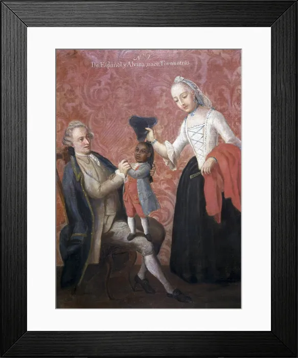 Framed Print : ISLAS, Andres de (18th c.). From Spanish and Albina born Torna atrAs. 1774. Painting num. 7. Casta paintings. Mexican school. Colonial baroque. Oil on canvas. SPAIN. Madrid Framed Print : ISLAS, Andres de (18th c.). From Spanish and Albina born Torna atrAs. 1774. Painting num. 7. Casta paintings. Mexican school. Colonial baroque. Oil on canvas. SPAIN. Madrid
