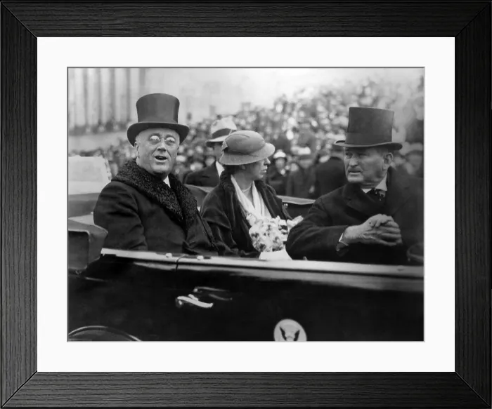 Framed Print : President Franklin and Eleanor Roosevelt in 1933 Inaugural procession. (BSLOC_2013_5_100)