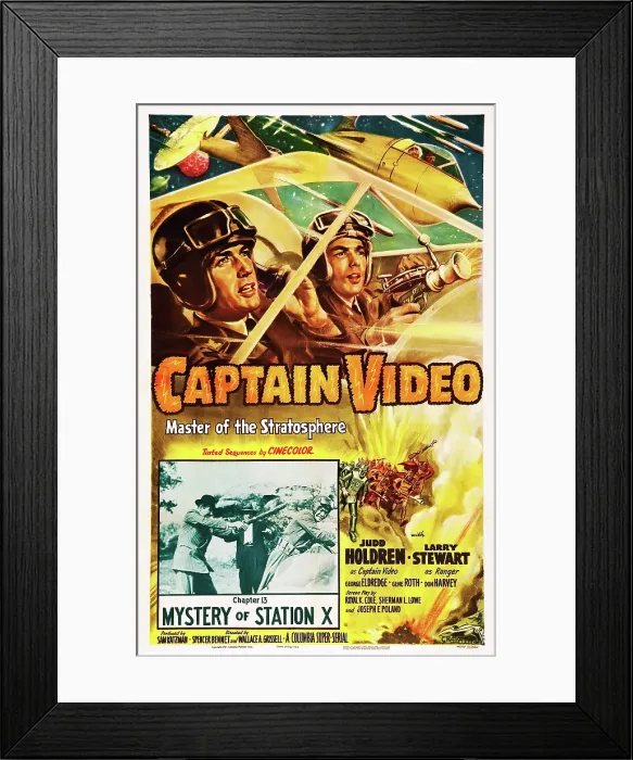 Framed Print : CAPTAIN VIDEO: MASTER OF THE STRATOSPHERE, top from left: Judd Holdren, Larry Stewart in Chapter 13: Mystery of Station X, 1951