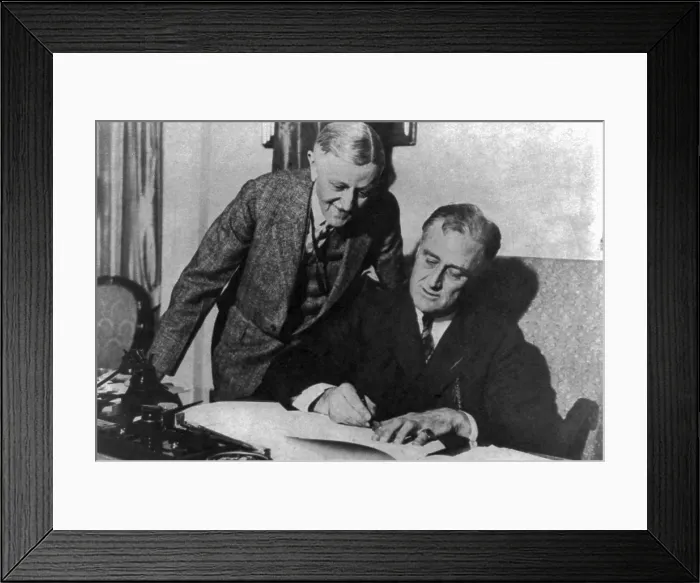 Framed Print : President Franklin Roosevelt signing the Emergency Banking Act. March 9, 1933 Framed Print : President Franklin Roosevelt signing the Emergency Banking Act. March 9, 1933