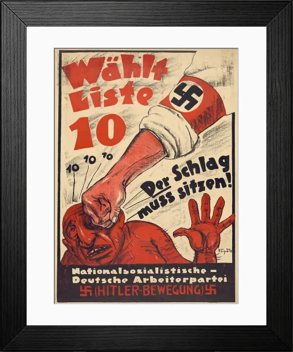 Framed Print : Nazi Party anti-Semitic poster for the German parliament, the Reichstag, 1928