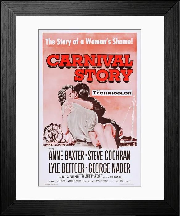 Framed Print : CARNIVAL STORY, Anne Baxter, Steve Cochran on poster art, 1954