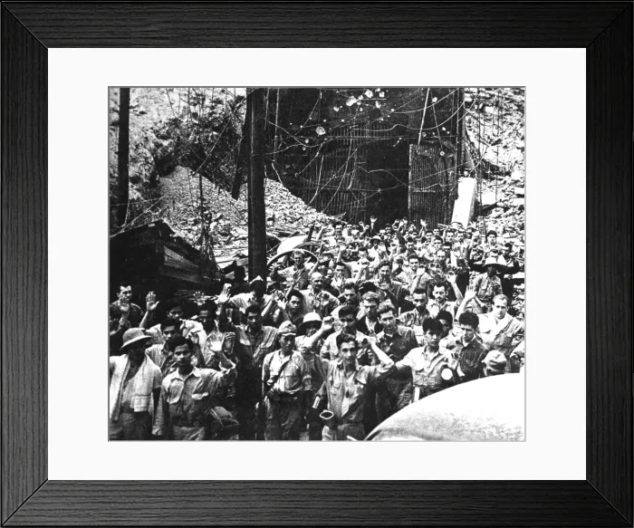 Framed Print : American and Filipinos soldiers and sailors surrendering to Japanese forces at Corregidor. World War 2, May 1942. (BSLOC_2013_11_203)