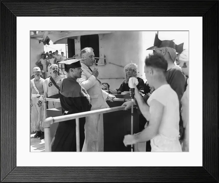 Framed Print : FDR at a Crossing the Line (the Equator) ceremony aboard the USS Indianapolis. Nov. 24, 1936 Framed Print : FDR at a Crossing the Line (the Equator) ceremony aboard the USS Indianapolis. Nov. 24, 1936