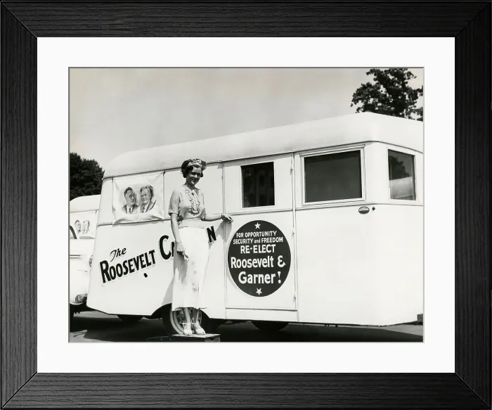 Framed Print : Roosevelt Caravan trailer traveled the country in the 1936 Presidential Election