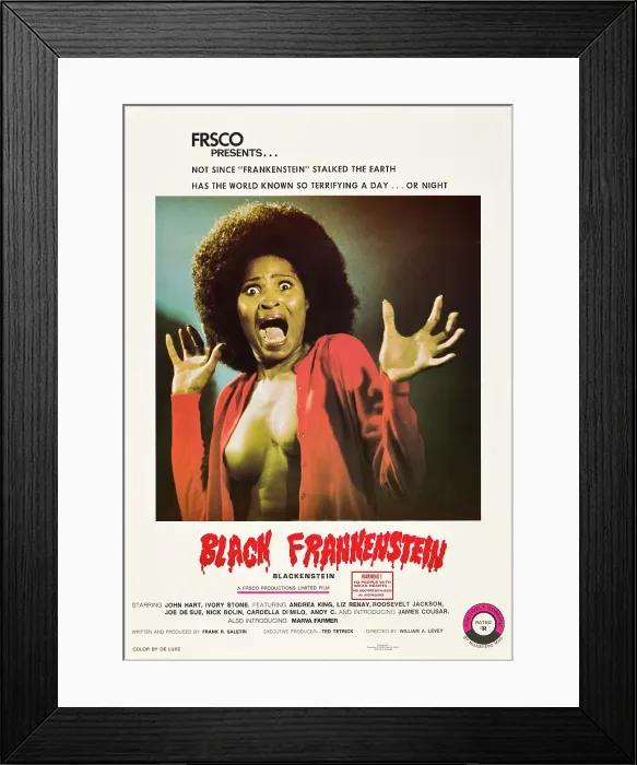 Framed Print : BLACK FRANKENSTEIN, (aka BLACKENSTEIN), poster art, 1973 Framed Print : BLACK FRANKENSTEIN, (aka BLACKENSTEIN), poster art, 1973