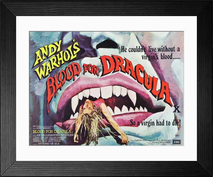 Framed Print : ANDY WARHOL'S YOUNG DRACULA, (aka ANDY WARHOL'S DRACULA, aka BLOOD FOR DRACULA), poster art, 1974
