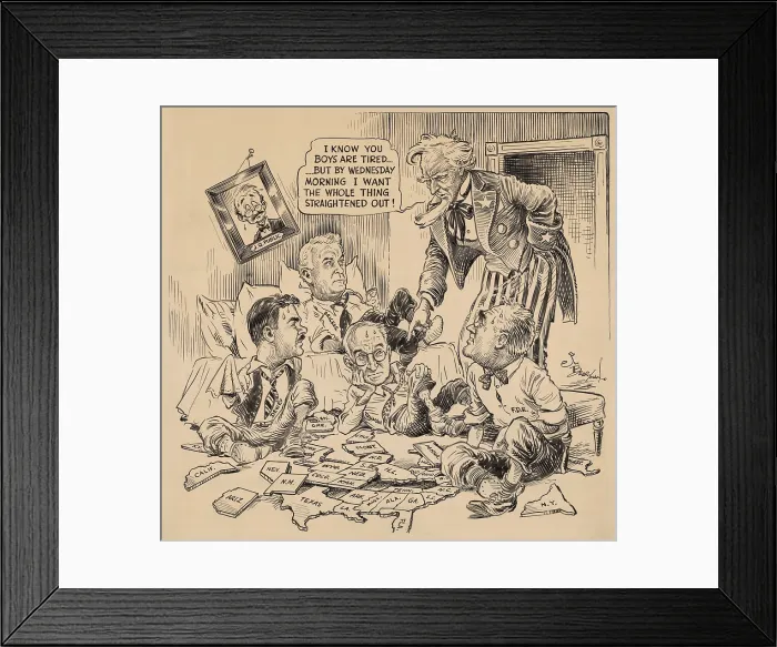 Framed Print : Cartoon about the U.S. 1944 Presidential Election Framed Print : Cartoon about the U.S. 1944 Presidential Election