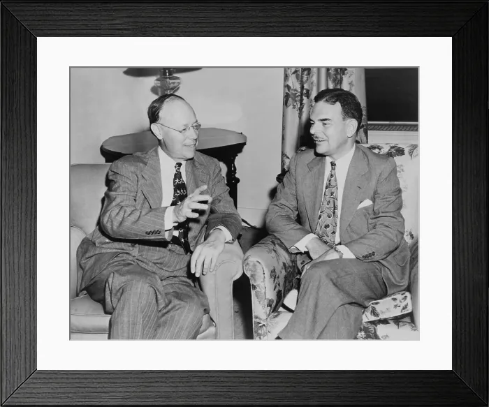 Framed Print : New York Governor Thomas Dewey and Senator Robert Taft at the Hotel Roosevelt in New York. June 1948. They were rivals for the Republican Presidential nomination in the 1940