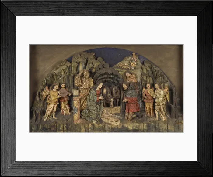 Framed Print : Marriage of the Virgin, by Ambrogio Donati, Giovan Pietro Donati, 1495 - 1498, 15th Century, wooden painted bass-relieves - Italy, Lombardy, Lodi, Civic Museum. Detail Framed Print : Marriage of the Virgin, by Ambrogio Donati, Giovan Pietro Donati, 1495 - 1498, 15th Century, wooden painted bass-relieves - Italy, Lombardy, Lodi, Civic Museum. Detail