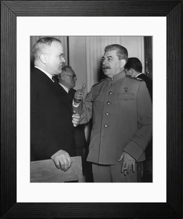 Framed Print : Joseph Stalin talks with his Foreign Minister Molotov at the Yalta Conference, Crimea. February 4-11, 1945. World War 2. (BSLOC_2014_8_183)