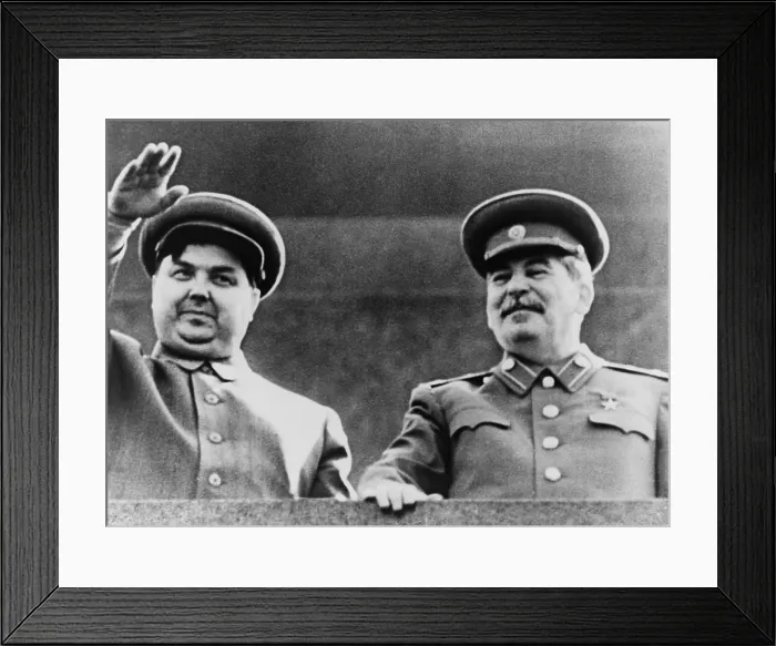 Framed Print : Joseph Stalin and Georgi Malenkov, watching May Day parade in Moscow in 1949. Malenkov supervised the takeover of German V2 missile industry after World War 2