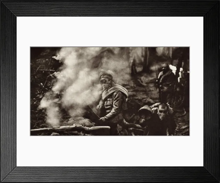 Framed Print : World War 1. Russian trench near Baronvitsky at the moment when it is flooded by the Germans with asphyxiating gas. Ca. 1915 Framed Print : World War 1. Russian trench near Baronvitsky at the moment when it is flooded by the Germans with asphyxiating gas. Ca. 1915