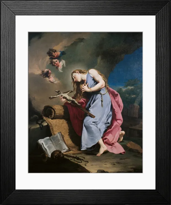 Framed Print : Mary Magdalene Meditating on the Crucifix, by Giambattista Pittoni, 1730 - 1735 about, 18th Century, oil on canvas, cm 241 x 202 - Italy, Emilia Romagna, Parma, National Gallery Framed Print : Mary Magdalene Meditating on the Crucifix, by Giambattista Pittoni, 1730 - 1735 about, 18th Century, oil on canvas, cm 241 x 202 - Italy, Emilia Romagna, Parma, National Gallery