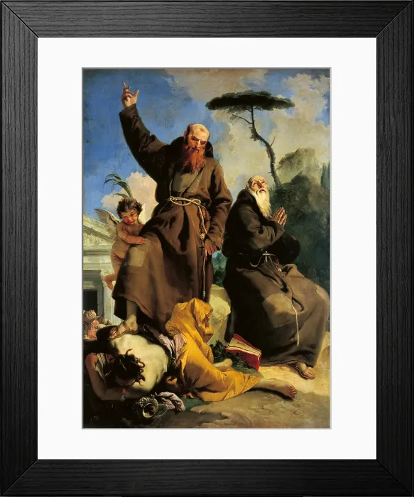 Framed Print : St Fidelis of Sigmaringen and St Joseph of Leonessa, by Giambattista Tiepolo, 1752 - 1758 about, 18th Century, oil on canvas, cm 247 x 171 - Italy, Emilia Romagna, Parma