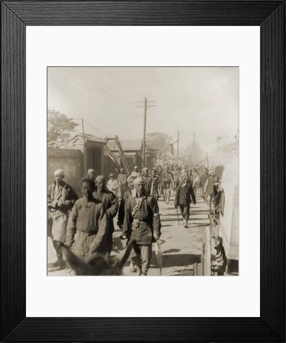 Framed Print : Company of Boxers walking on a street in Tianjin (Tientsin), China, in June 1900 Framed Print : Company of Boxers walking on a street in Tianjin (Tientsin), China, in June 1900