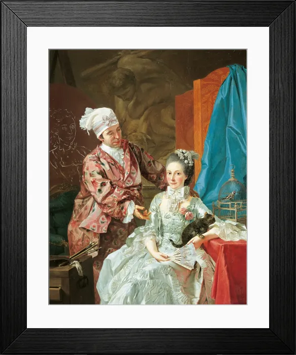 Framed Print : Self Portrait with Wife, by Giuseppe Baldrighi, 1756 - 1757 about, 18th Century, oil on canvas, cm 160 x 125 - Italy, Emilia Romagna, Parma, National Gallery. All