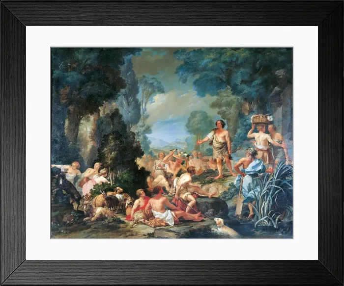 Framed Print : Frugoni in Arcadia, by Pietro Melchiorre Ferrari, 1763, 18th Century, oil on canvas, cm 180 x 218 - Italy, Emilia Romagna, Parma, National Gallery. All