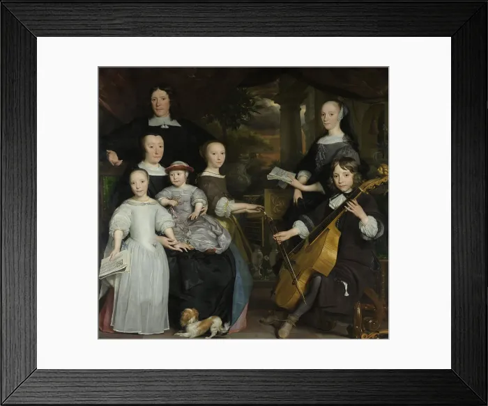 Framed Print : David Leeuw with his Family, Abraham van den Tempel, by 1671, Dutch painting, oil on canvas